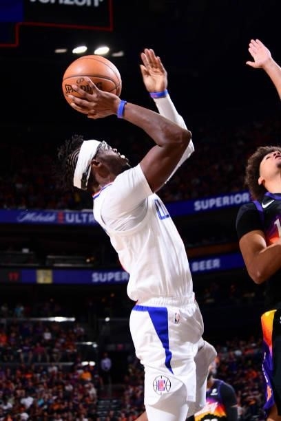 Reggie Jackson of the LA Clippers shoots the ball during the game against the Phoenix Suns during Game 1 of the Western Conference Finals of the 2021...