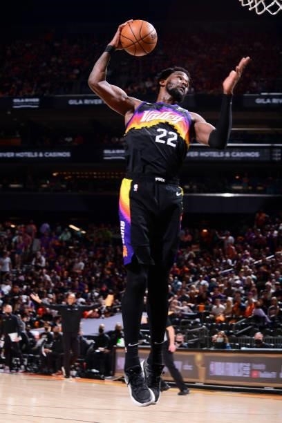 Deandre Ayton of the Phoenix Suns rebounds the ball during the game against the LA Clippers during Game 1 of the Western Conference Finals of the...