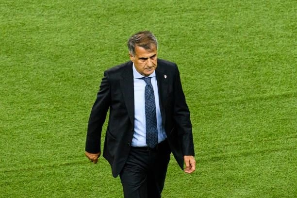 Turkey Head Coach Senol Gunes leaves the field after defeat during the UEFA Euro 2020 Championship Group A match between Switzerland and Turkey on...