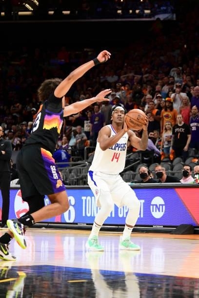 Terance Mann of the LA Clippers shoots the ball during the game against the Phoenix Suns during Game 1 of the Western Conference Finals of the 2021...