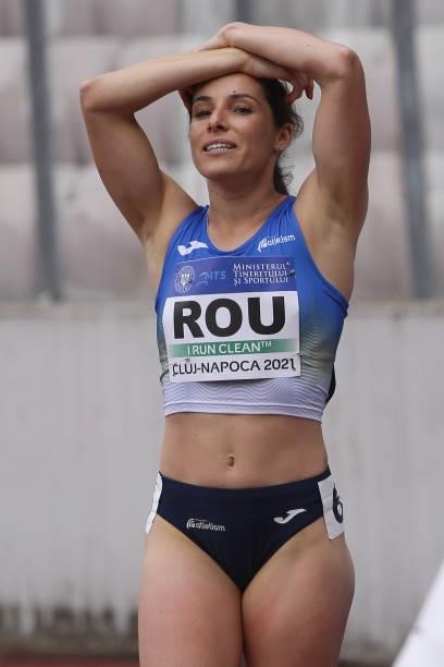 Anamaria Nesteriuc of Romania competes in the Women's 100m Hurdles Final B on Day 2 at the European Athletics Team Championships First League on June...