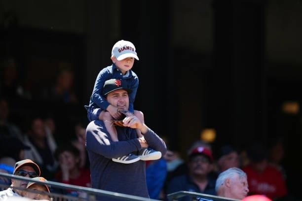 Fans are seen on Fathers Day during the game between the Philadelphia Phillies and the San Francisco Giants at Oracle Park on Sunday, June 20, 2021...