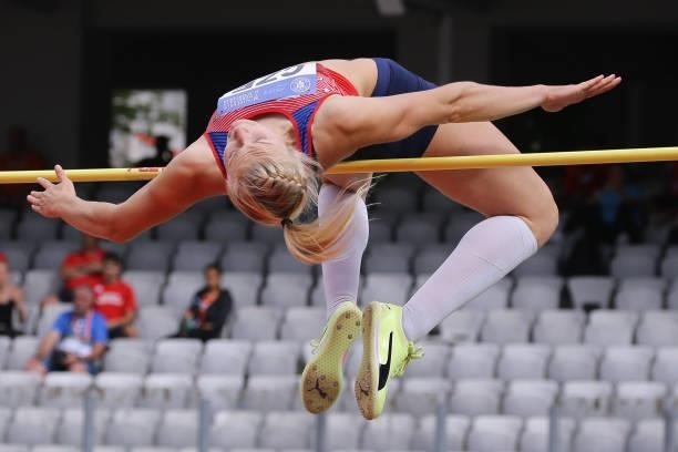 Michaela Hrubá of Czech Republic competes in the Women's High Jump Final on Day 2 at the European Athletics Team Championships First League on June...