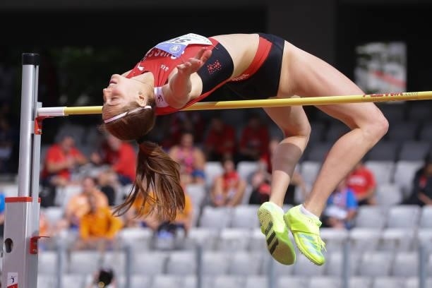 Salome Lang of Switzerland competes in the Women's High Jump Final on Day 2 at the European Athletics Team Championships First League on June 20,...