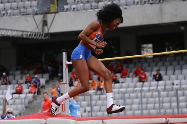 Glenka Antonia of Netherland competes in the Women's High Jump Final on Day 2 at the European Athletics Team Championships First League on June 20,...