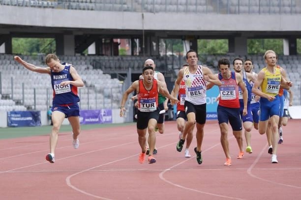 Markus Einan of Norway and Mehmet Çelik of Turkey compete in the Men's 800m Final on Day 2 at the European Athletics Team Championships First League...