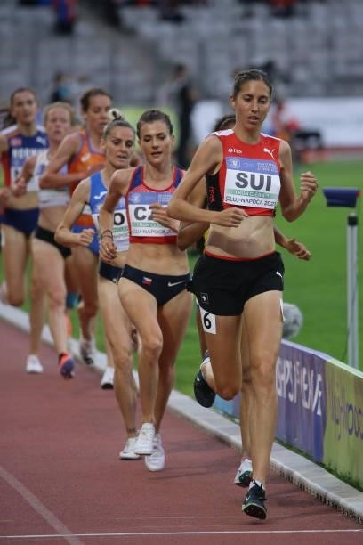 Fabienne Schlumpf of Switzerland competes in the Women's 5000m Final on Day 2 at the European Athletics Team Championships First League on June 20,...