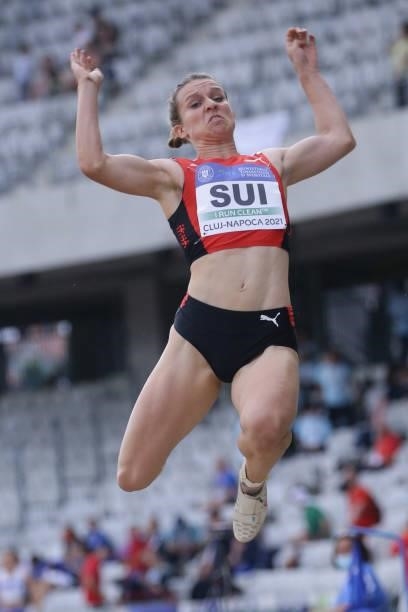 Daniela Schlatter of Switzerland competes in the Women's Long Jump Final on Day 2 at the European Athletics Team Championships First League on June...