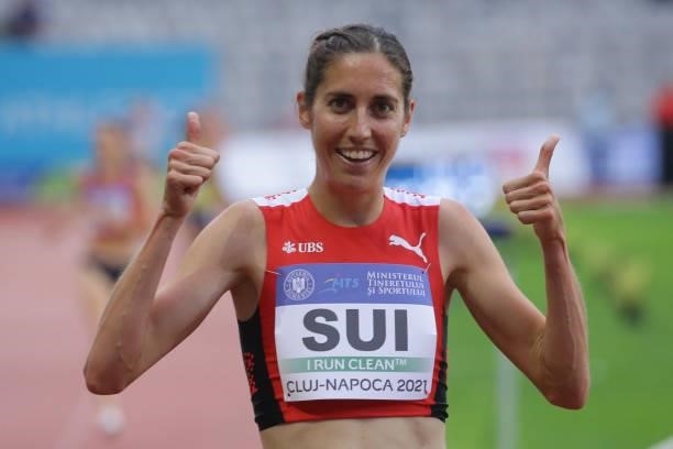 Fabienne Schlumpf of Switzerland competes in the Women's 5000m Final on Day 2 at the European Athletics Team Championships First League on June 20,...