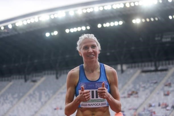 Sara Kuivisto of Finland compete in the Women's 1500m Final on Day 2 at the European Athletics Team Championships First League on June 20, 2021 in...