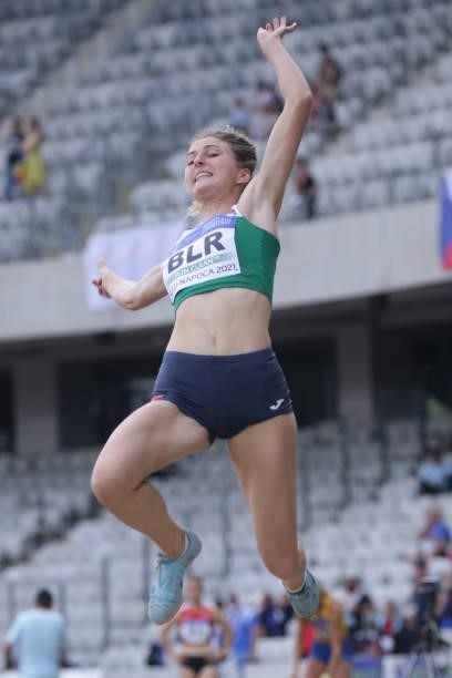 Palina Zlotnikava of Belarus competes in the Women's Long Jump Final on Day 2 at the European Athletics Team Championships First League on June 20,...