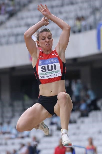 Daniela Schlatter of Switzerland competes in the Women's Long Jump Final on Day 2 at the European Athletics Team Championships First League on June...