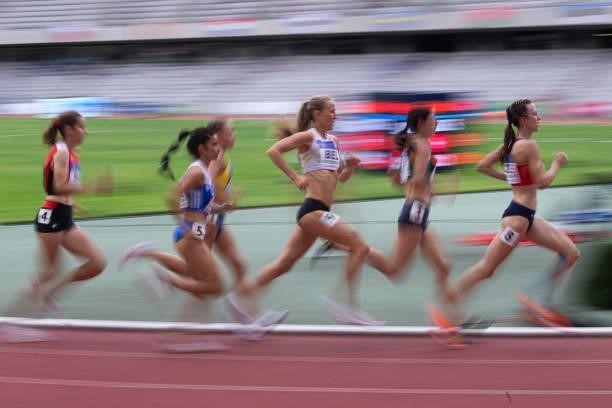 Athletes compete in the Women's 1500m Final on Day 2 at the European Athletics Team Championships First League on June 20, 2021 in Cluj-Napoca,...