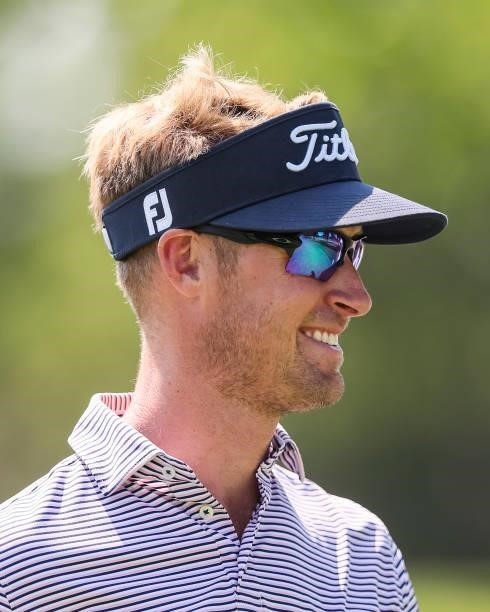 Tyson Alexander looks on during the final round of the Wichita Open Benefitting KU Wichita Pediatrics at Crestview Country Club on June 20, 2021 in...