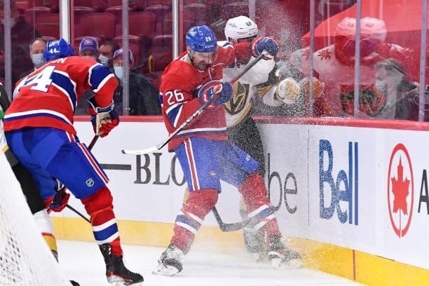 June 20: Jeff Petry of the Montreal Canadiens fights for the puck against William Carrier of the Vegas Golden Knights in Game Four of the Stanley Cup...