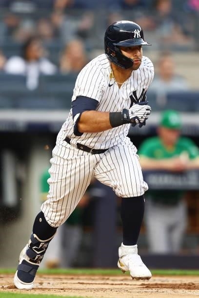 Rougned Odor of the New York Yankees in action against the Oakland Athletics at Yankee Stadium on June 18, 2021 in New York City. Oakland Athletics...