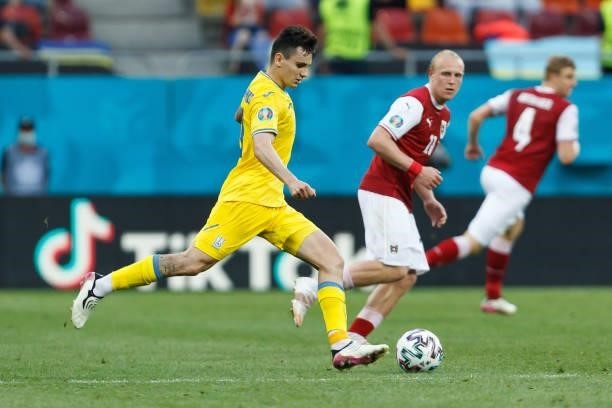 Mykola Shaparenko of Ukraine controls the ball after the UEFA Euro 2020 Championship Group C match between Ukraine and Austria at National Arena on...