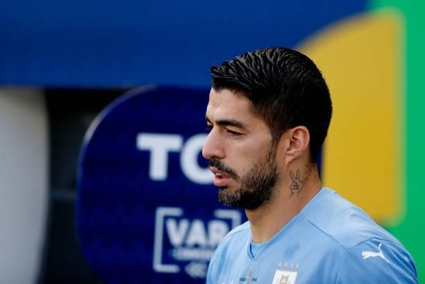 Luis Suarez of Uruguay enters the field during the match between Uruguay and Chile as part of Conmebol Copa America Brazil 2021 at Arena Pantanal on...