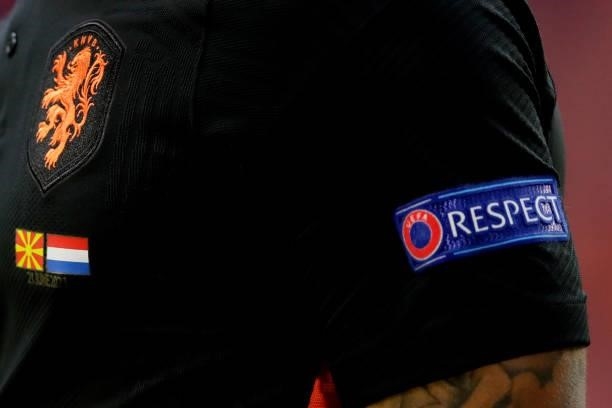 Shirt holland respect during the EURO match between North Macedonia v Holland at the Johan Cruijff Arena on June 21, 2021 in Amsterdam Netherlands
