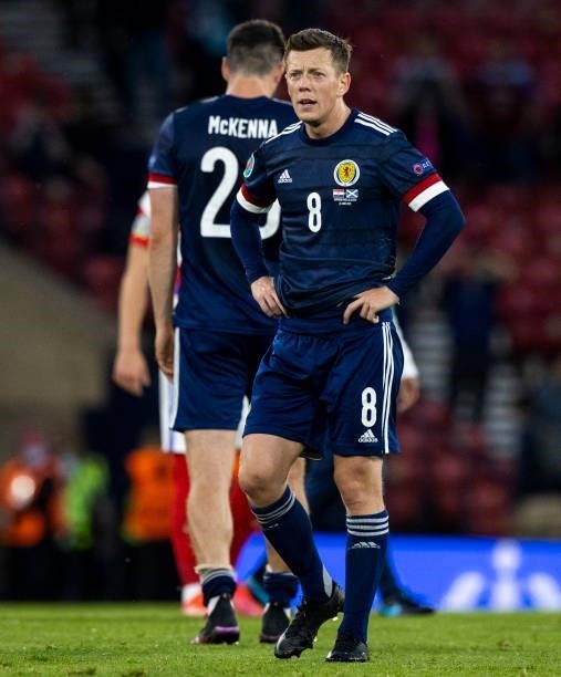Scotland's Callum McGregor during a Euro 2020 match between Croatia and Scotland at Hampden Park, on June 22 in Glasgow, Scotland.