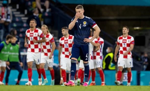 Scott McTominay during a Euro 2020 match between Croatia and Scotland at Hampden Park, on June 22 in Glasgow, Scotland.