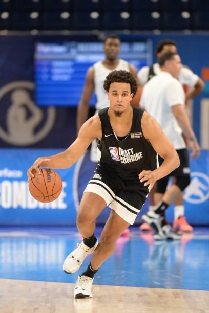 Draft Prospect, Jeremiah Robinson-Earl participates in the 2022 NBA Draft Combine on June 22, 2022 at the Wintrust Arena in Chicago, Illinois. NOTE...