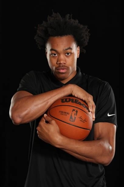 Draft Prospect, Scottie Barnes poses for a portrait during the 2022 NBA Draft Combine on June 22, 2022 at the Wintrust Arena in Chicago, Illinois....