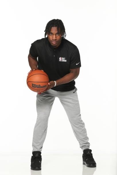 Draft Prospect, Davion Mitchell poses for a portrait during the 2022 NBA Draft Combine on June 22, 2022 at the Wintrust Arena in Chicago, Illinois....