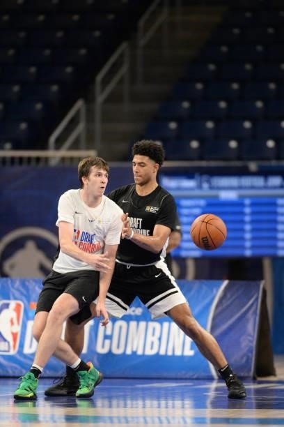 Draft Prospect, Austin Reaves participates in the 2022 NBA Draft Combine on June 22, 2022 at the Wintrust Arena in Chicago, Illinois. NOTE TO USER:...