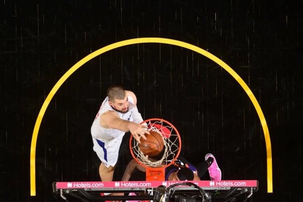 Ivica Zubac of the LA Clippers dunks the ball during the game against the Phoenix Suns during Game 2 of the Western Conference Finals of the 2021 NBA...