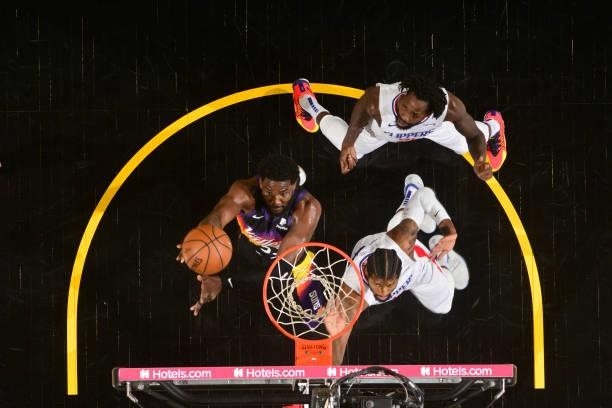 Deandre Ayton of the Phoenix Suns shoots the ball during the game against the LA Clippers during Game 2 of the Western Conference Finals of the 2021...