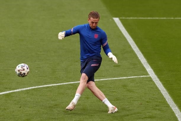 Jordan Pickford of England during the UEFA Euro 2020 Championship Group D match between Czech Republic and England at Wembley Stadium on June 22,...
