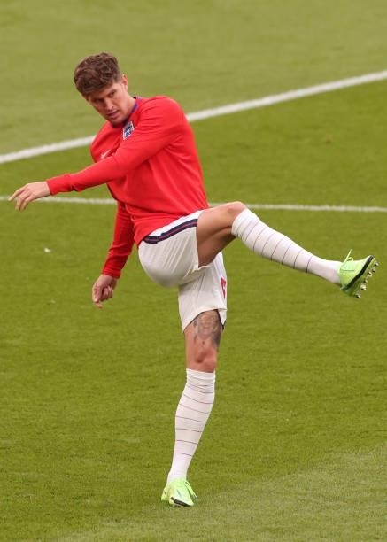 John Stones of England during the UEFA Euro 2020 Championship Group D match between Czech Republic and England at Wembley Stadium on June 22, 2021 in...