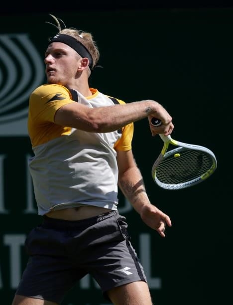 Alejandro Davidovich Fokina of Spain in action during his second round mens singles match against Vasek Pospisil of Canada during day 5 of the Viking...