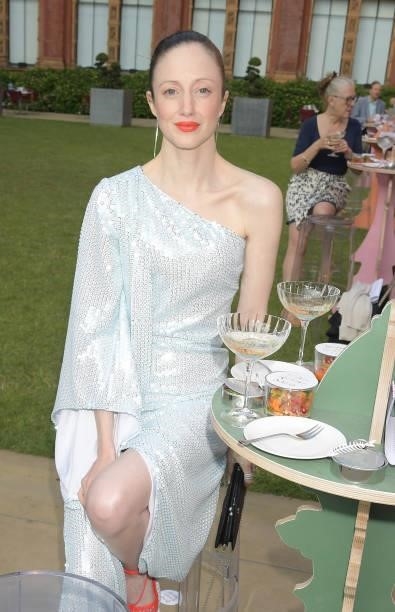 Andrea Riseborough attends a private view of "Alice: Curiouser and Curiouser