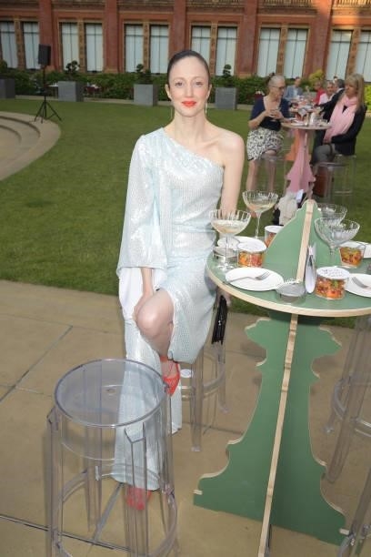 Andrea Riseborough attends a private view of "Alice: Curiouser and Curiouser