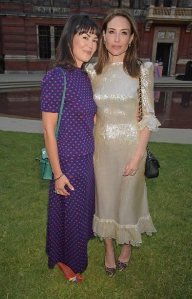 Brigitta Spinocchia Freund and Claire Forlani attend a private view of "Alice: Curiouser and Curiouser