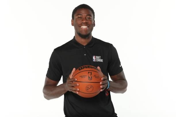 Draft Prospect, Moses Wright poses for a portrait during the 2021 NBA Draft Combine on June 23, 2021 at the Wintrust Arena in Chicago, Illinois. NOTE...