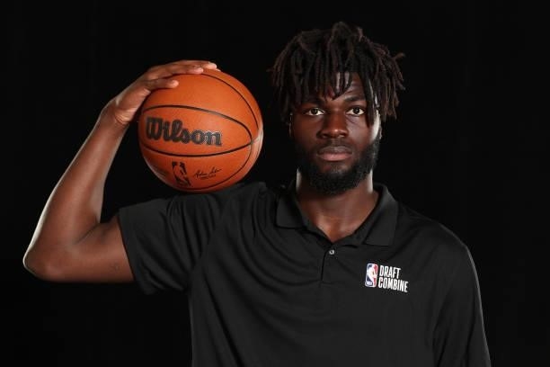 Draft Prospect, Neemias Queta poses for a portrait during the 2021 NBA Draft Combine on June 23, 2021 at the Wintrust Arena in Chicago, Illinois....