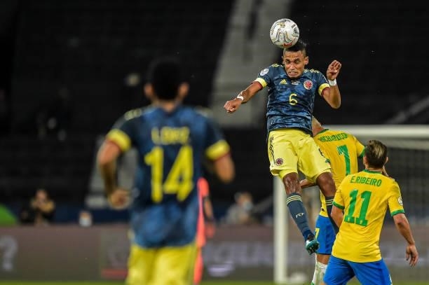 Tessillo player from Colombia during Group B match between Brazil and Colombia as part of Copa America Brazil 2021 at Estadio Olimpico Nilton Santos...