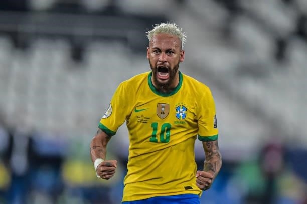 Neymar Brazil player during a Group B match between Brazil and Colombia as part of Copa America Brazil 2021 at Estadio Olimpico Nilton Santos on June...