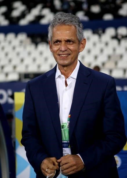 Head coach Reinaldo Rueda of Colombia looks on during the match between Brazil and Colombia as part of Conmebol Copa America Brazil 2021 at Estadio...