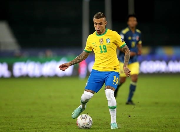 Everton Cebolinha of Brazil in action during the match between Brazil and Colombia as part of Conmebol Copa America Brazil 2021 at Estadio Olímpico...
