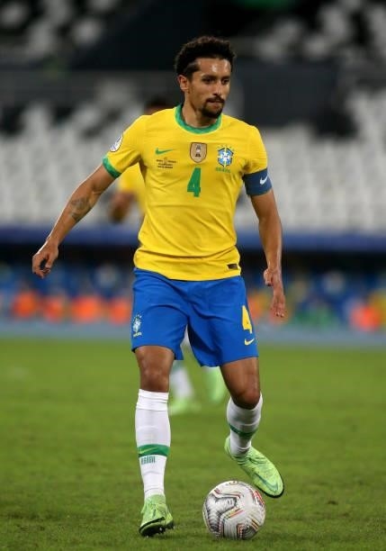 Marquinhos of Brazil in action during the match between Brazil and Colombia as part of Conmebol Copa America Brazil 2021 at Estadio Olímpico Nilton...