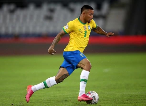 Gabriel Jesus of Brazil in action during the match between Brazil and Colombia as part of Conmebol Copa America Brazil 2021 at Estadio Olímpico...