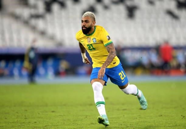 Gabriel Barbosa of Brazil in action during the match between Brazil and Colombia as part of Conmebol Copa America Brazil 2021 at Estadio Olímpico...