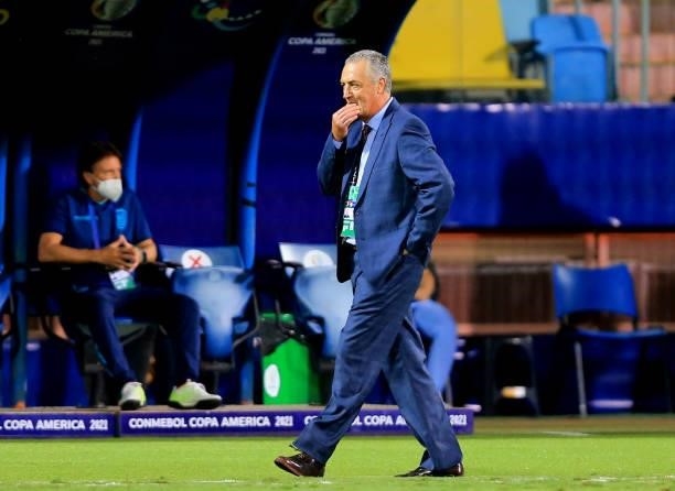 Gustavo Alfaro Head Coach of Ecuador disappointed ,during the match between Colombia and Peru as part of Conmebol Copa America Brazil 2021 at Estadio...
