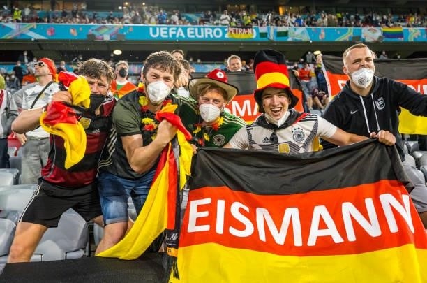 Fans of Germany are seen during the UEFA Euro 2020 Championship Group F match between Hungary and Germany at Football Arena Munich on June 23, 2021...
