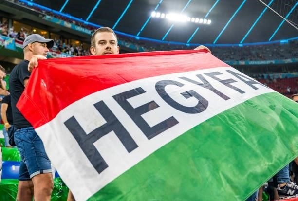 Fans of Hungary are seen during the UEFA Euro 2020 Championship Group F match between Hungary and Germany at Football Arena Munich on June 23, 2021...
