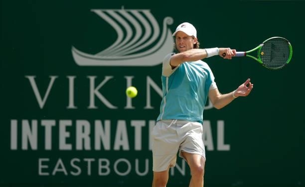Andreas Seppi of Italy in action during his mens singles quarter final match against Max Purcell of Australia during day 6 of the Viking...